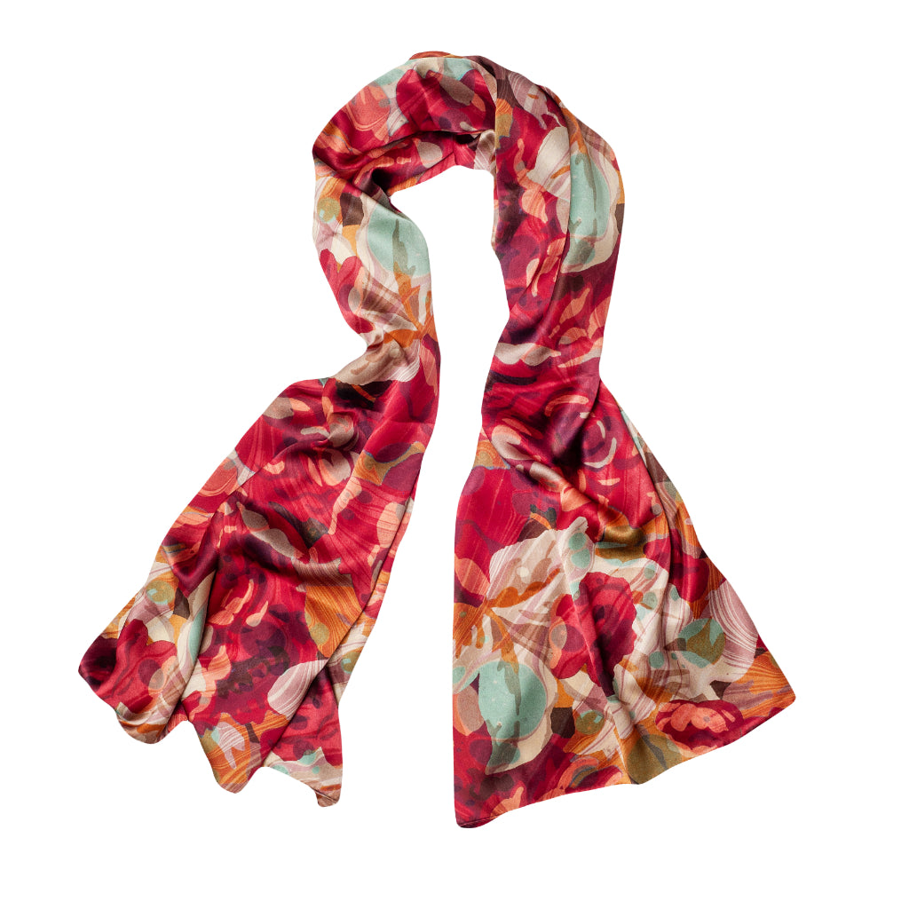 Floral print silk scarf