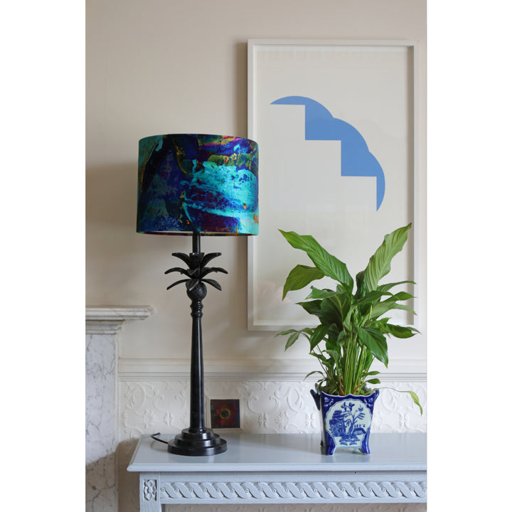 Azure Abstract Velvet Lampshade