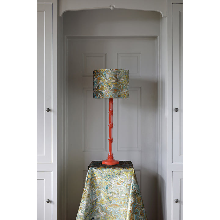 Celadon bendy bouquet olive green velvet lampshade on Bamboozle lamp base