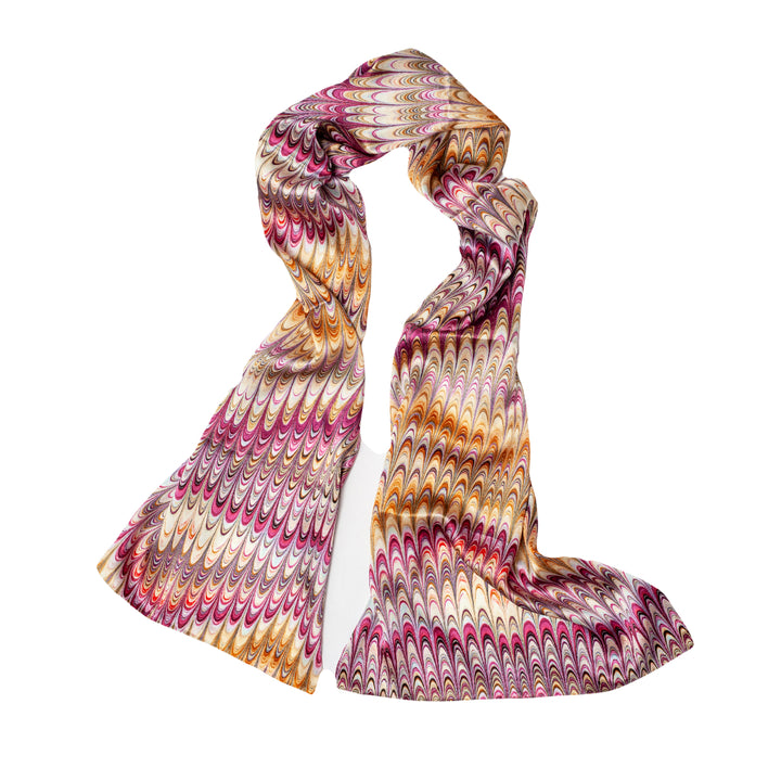 Dahlia plumes patterned silk scarf