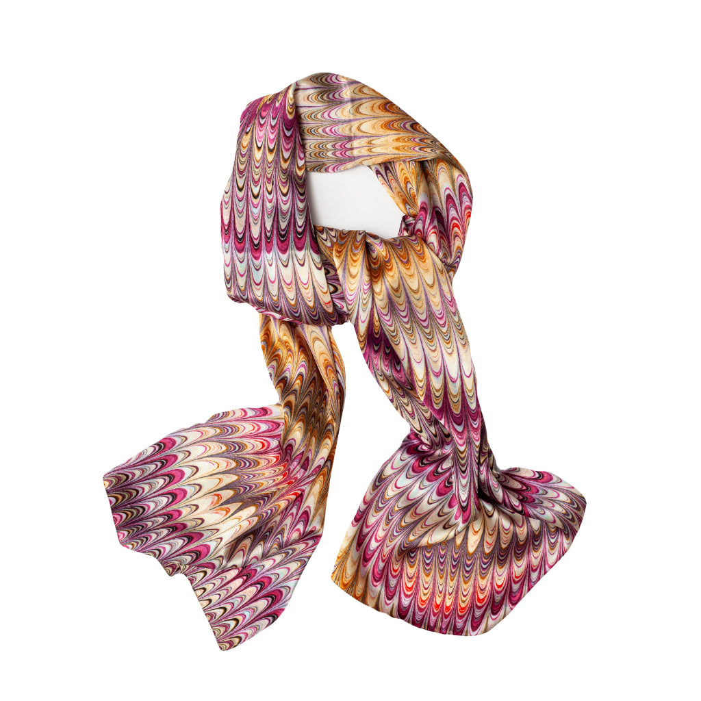 Dahlia plumes pink luxury silk scarf