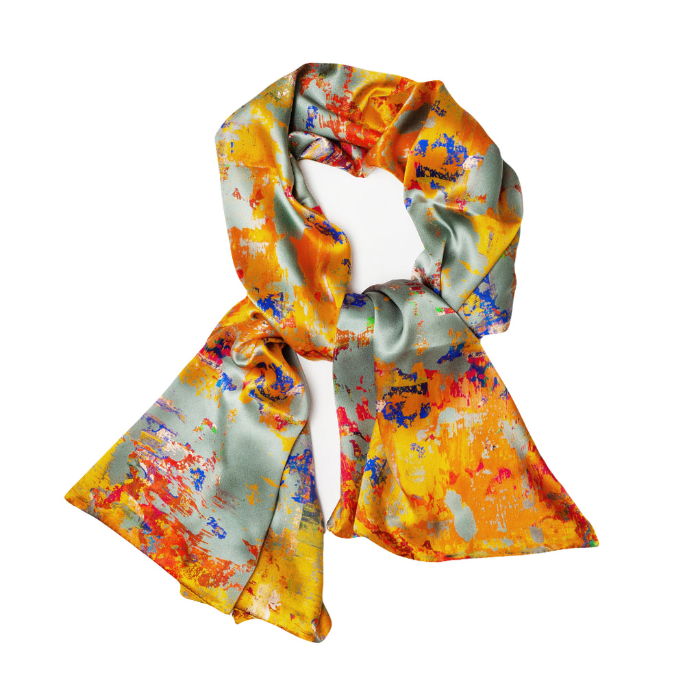 Grey Stucco Luxury orange silk scarf