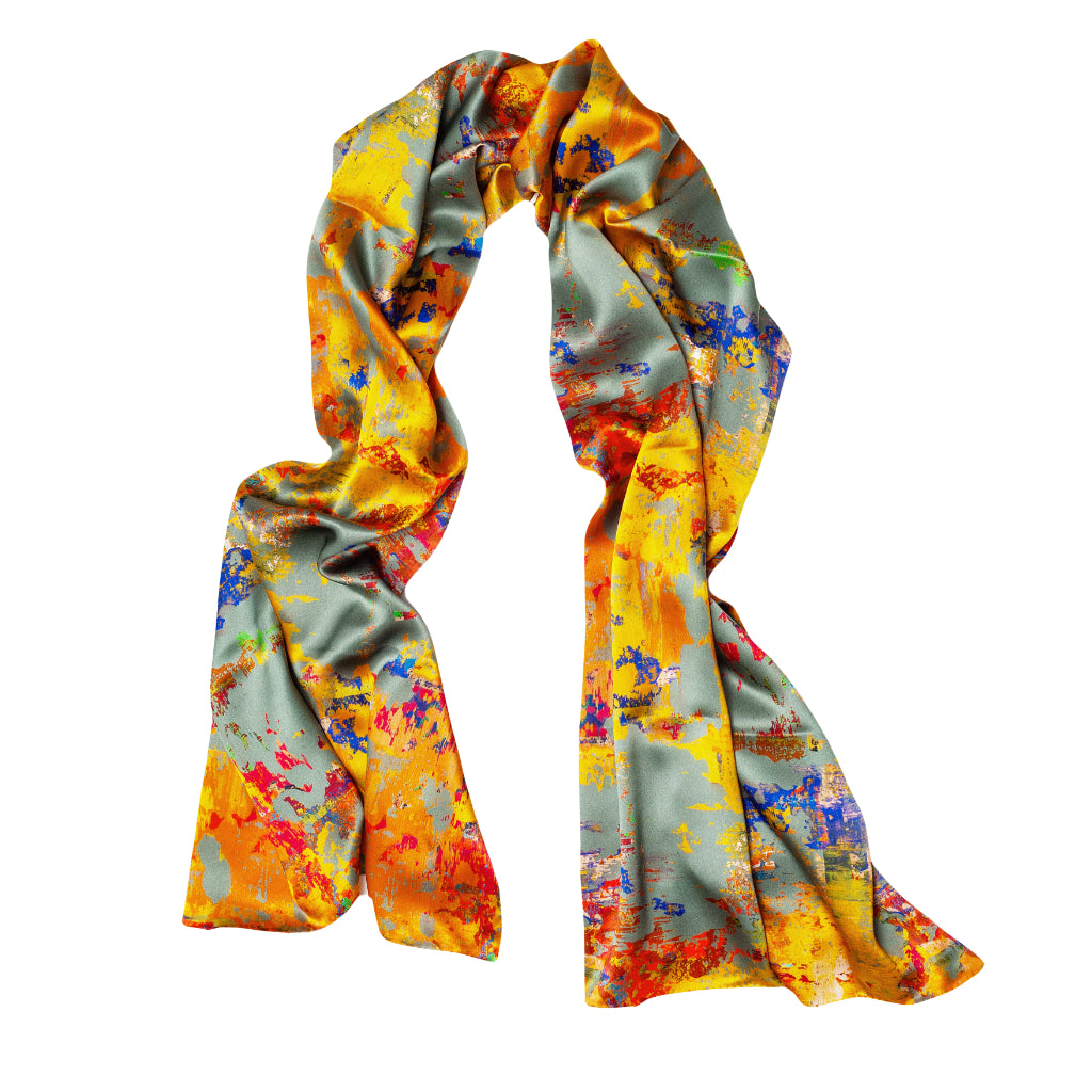 Grey Stucco Multicolour silk scarf