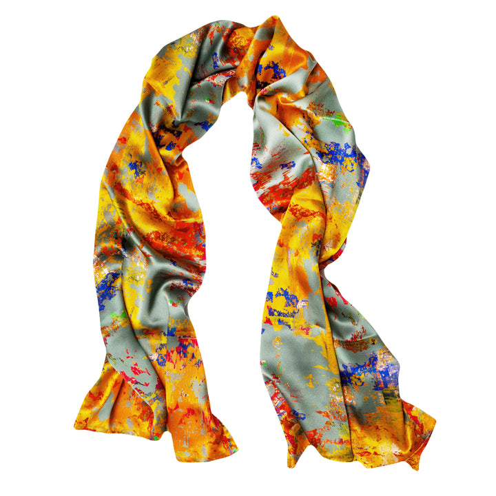 Grey stucco designer silk scarf for women