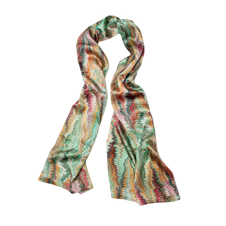 Multi plumes multicolored silk scarf