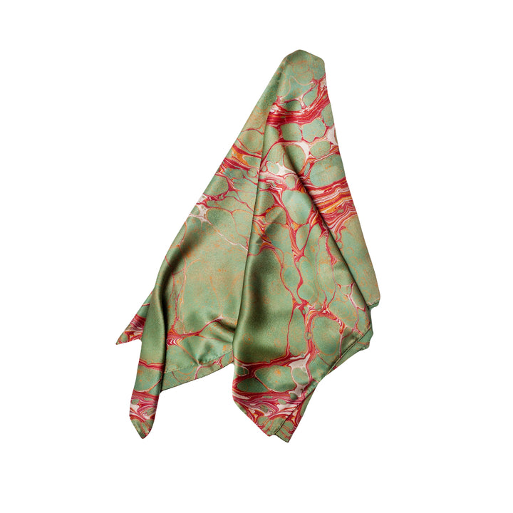 Sage marbled silk scarf