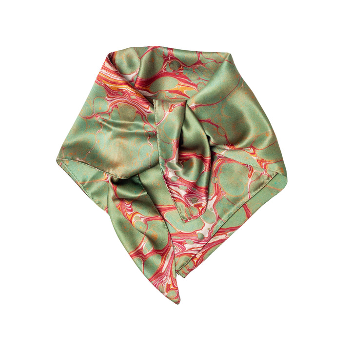 Sage Marbled sage green silk scarf