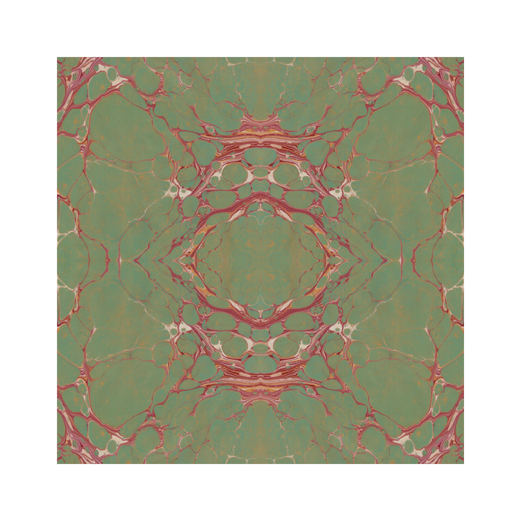 Sage Marbled Square Silk Satin Scarf