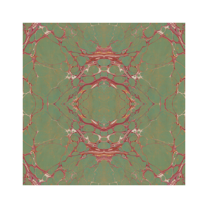 Sage Marbled Square Silk Satin Scarf