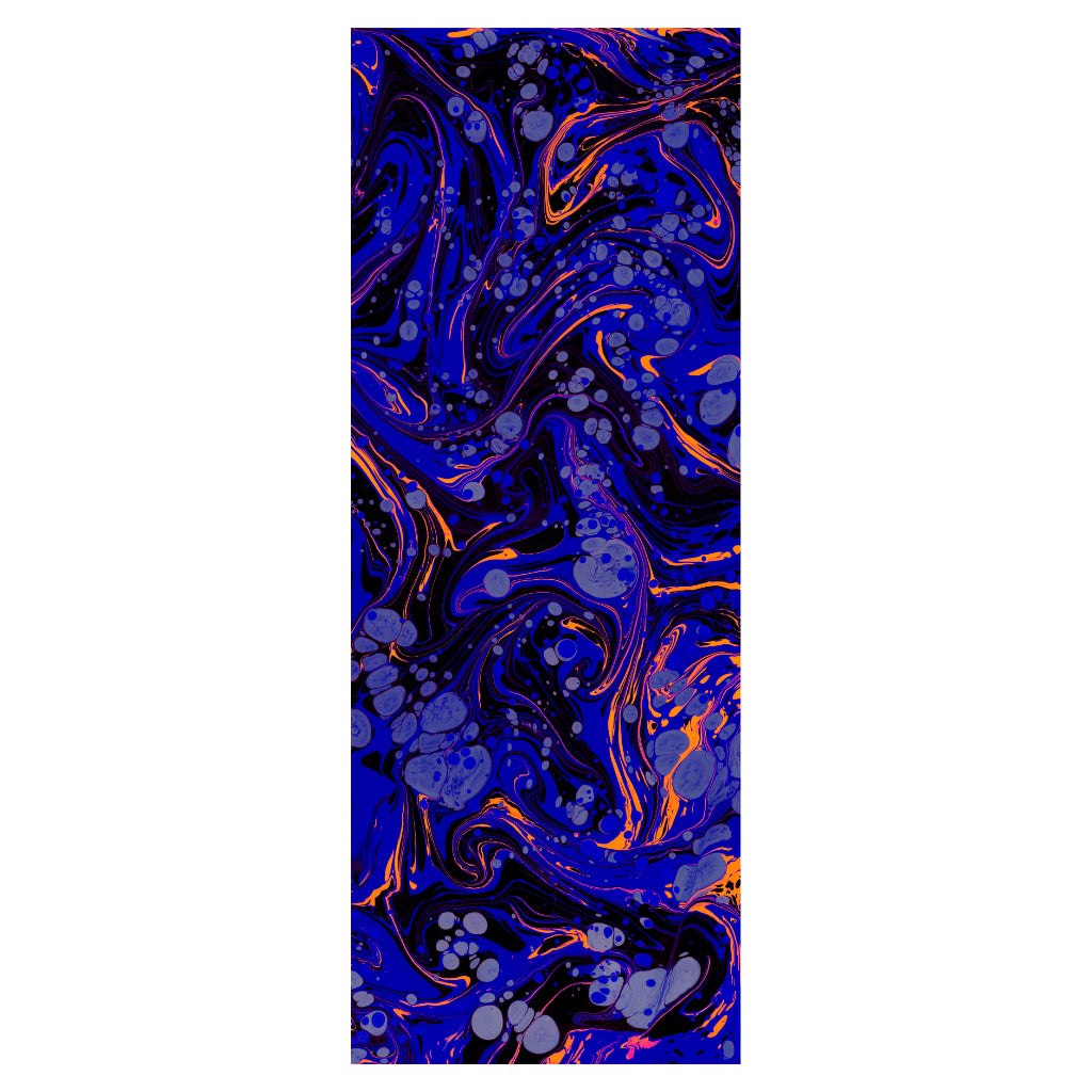 Sapphire Marbled Silk Satin Scarf