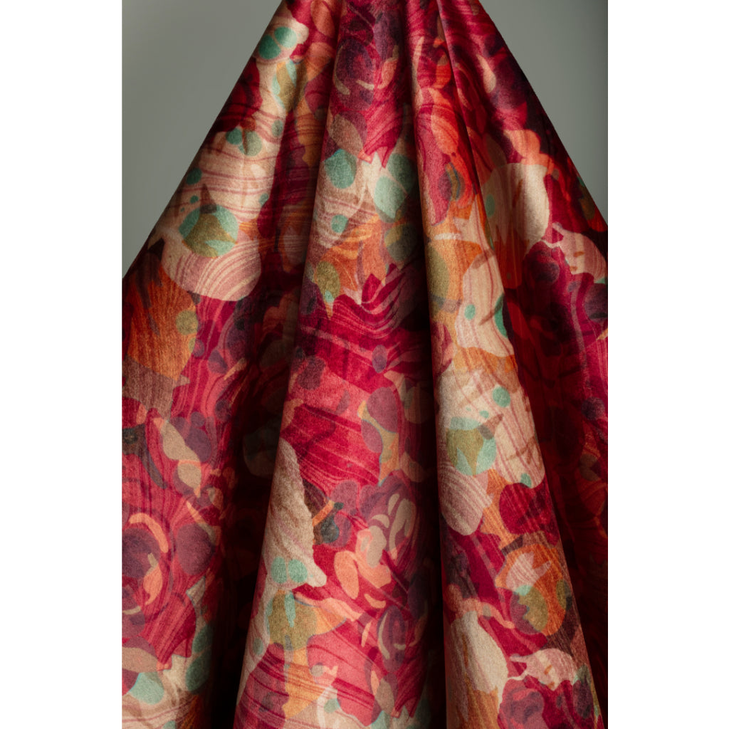 Autumn Rose Marbled Velvet Fabric