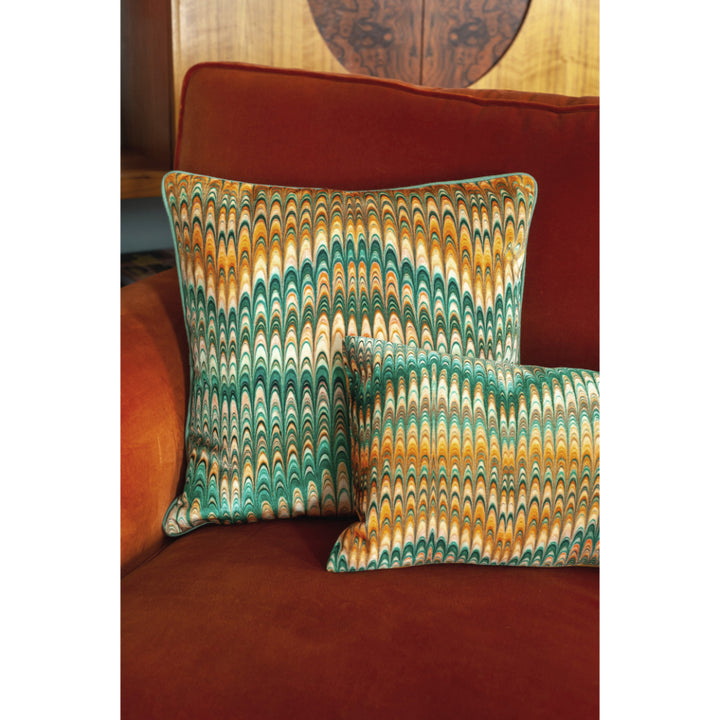 Saffron Plumes Velvet Square Cushion