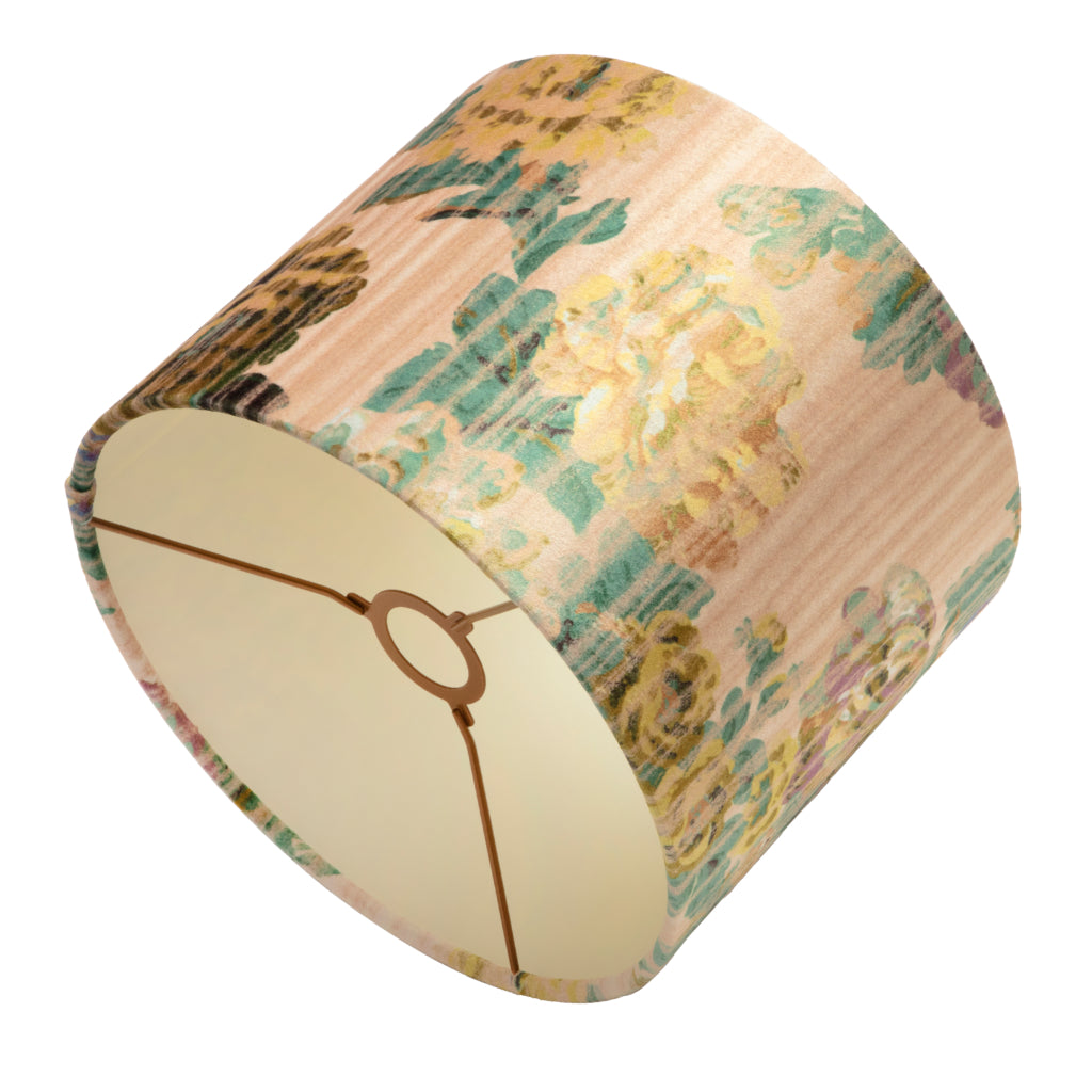 Yellow stripy rose yellow floral lampshade