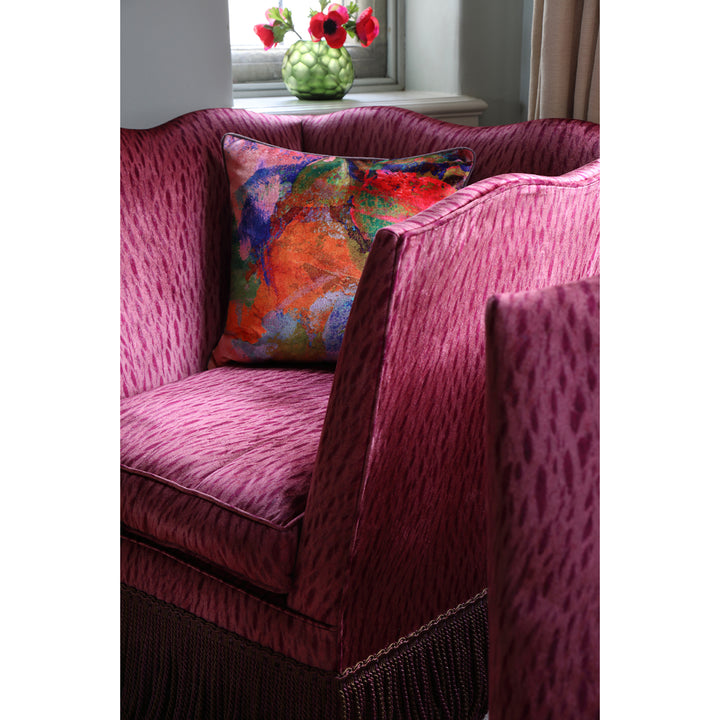 Rose Abstract Velvet Square Cushion