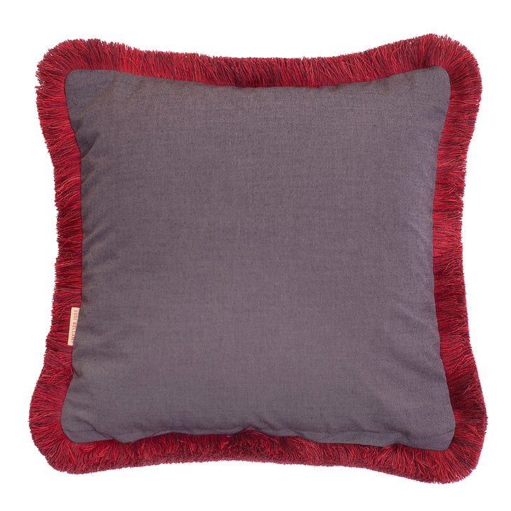 Ruched Magenta Strata Velvet Small Square Cushion